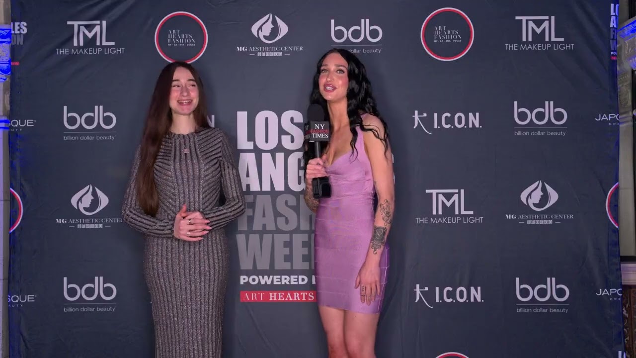 Ava Cherlyn talks to runway model Mona backstage at Artheartsfashion LAFW