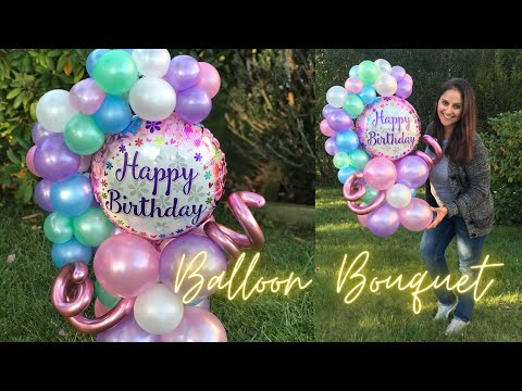 Part of a video titled Diy Balloon Bouquet | Balloon Tutorial |BirthdayGirl - YouTube