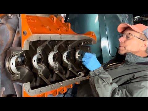 440 V8 Mopar Engine Rebuild Step 4 Main Bearing Clearance Check 2 method:bore gage tools, Plastigage