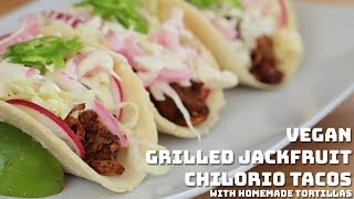 Vegan BBQ: Grilled Jackfruit Chilorio Tacos with Homemade Tortillas