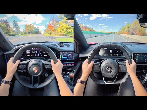 2025 Lotus Emira V6 (6MT) vs. Porsche 911 Carrera T (6MT) - POV Comparison