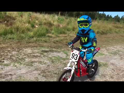 Harvey pemble age 5 riding his Oset 16r electric trials bike