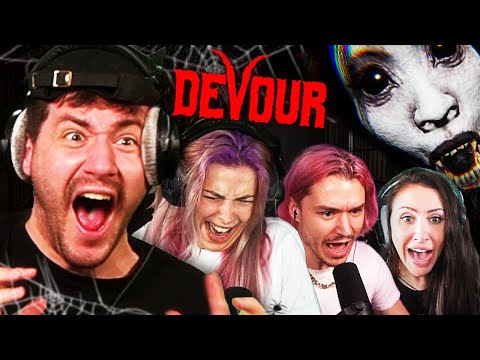 4 Gamer vs. SPINNENDÄMON!!! | Devour feat. @gnu @Shurjoka und @Vlesk