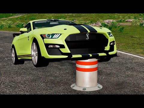 Cars vs Bollards - BeamNG.drive 4K Gameplay / MASSIVE Car Crashes