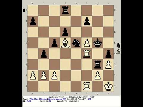 Janik, Igor vs Erigaisi, Arjun | Titled Tuesday 13th January 2026, chess com INT