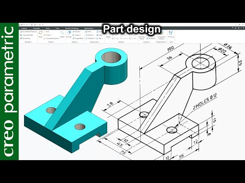 Creo part modeling tutorial | Machine part-03 in Creo Parametric