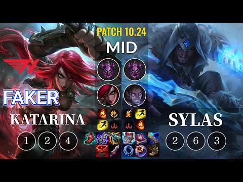 T1 Faker Katarina vs Sylas Mid - KR Patch 10.24