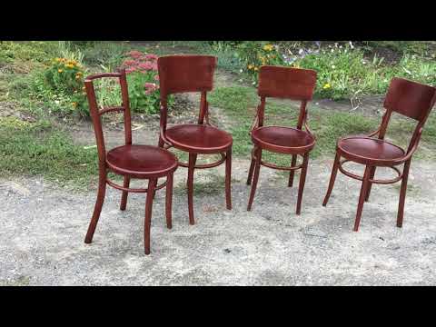 4 Thonet-style chairs after restoration.