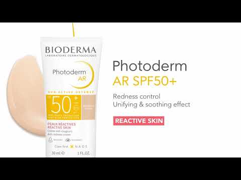 BIODERMA Photoderm AR SPF50+, Apsauginis kremas nuo saulės į raudonį linkusiai odai, su išsiplėtusiais kapiliarais 30ml video