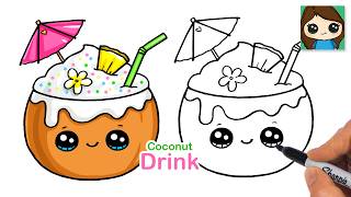 How to Draw a Tropical Coconut Drink 🌴