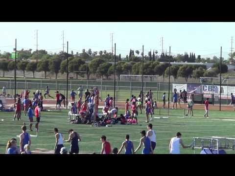 VarB 300m Hurdles vs Fountain Valley & Newport Harbor 3-29-17 - Los Alamtios Boys