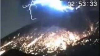AMAZING!! Lightning Bolts In Erupting Volcano.