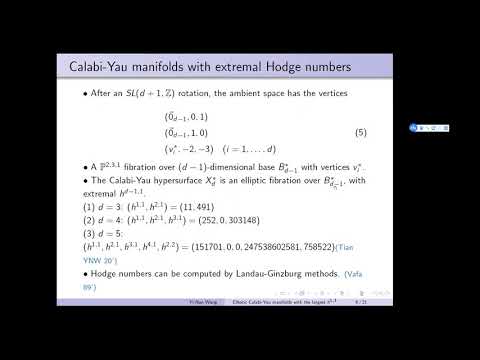 Yinan Wang - Elliptic Calabi-Yau manifolds with the largest h11