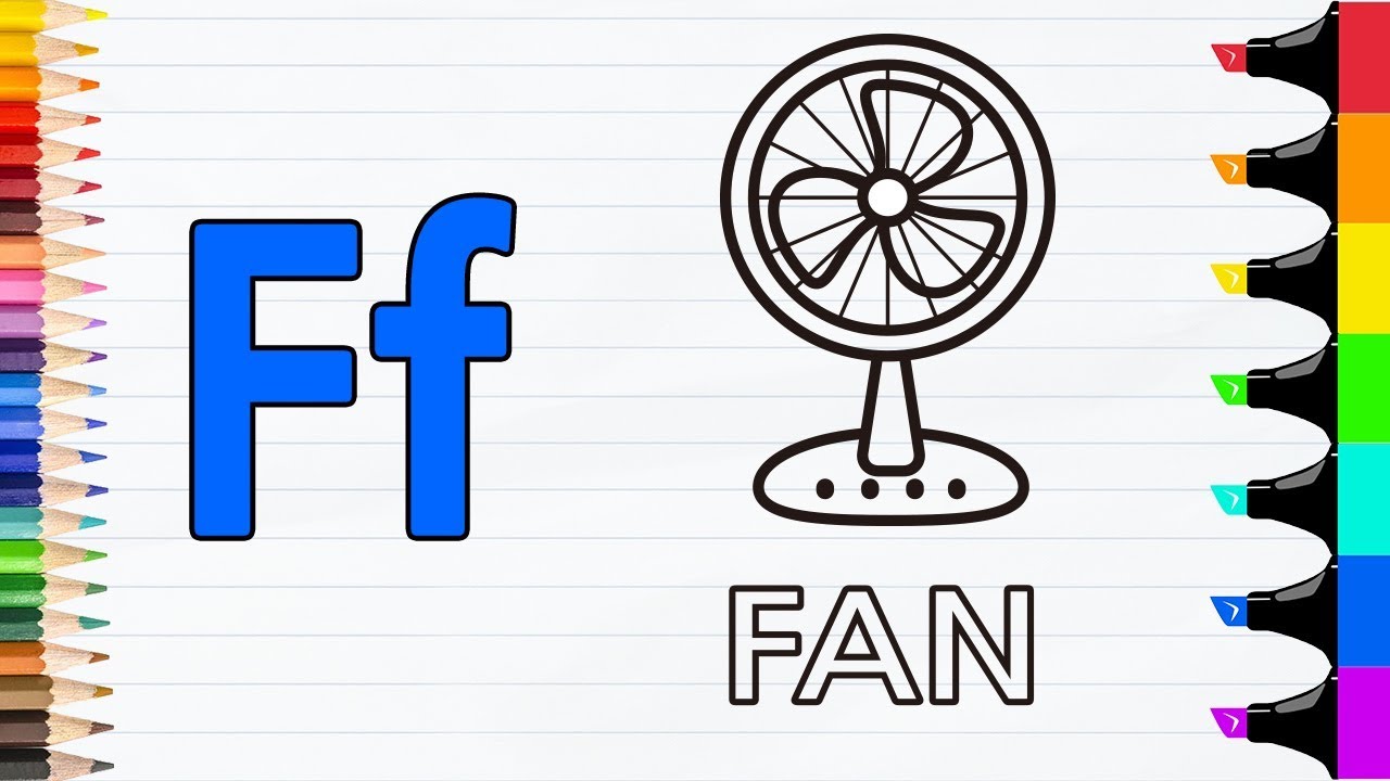 Learn F letter | Spelling words that stars with alphabet F Coloring pages for kids