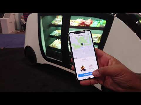 Robomart Delivery on Demand Fresh Food Autonomous food stand stop & shop CES 2019 thumnail