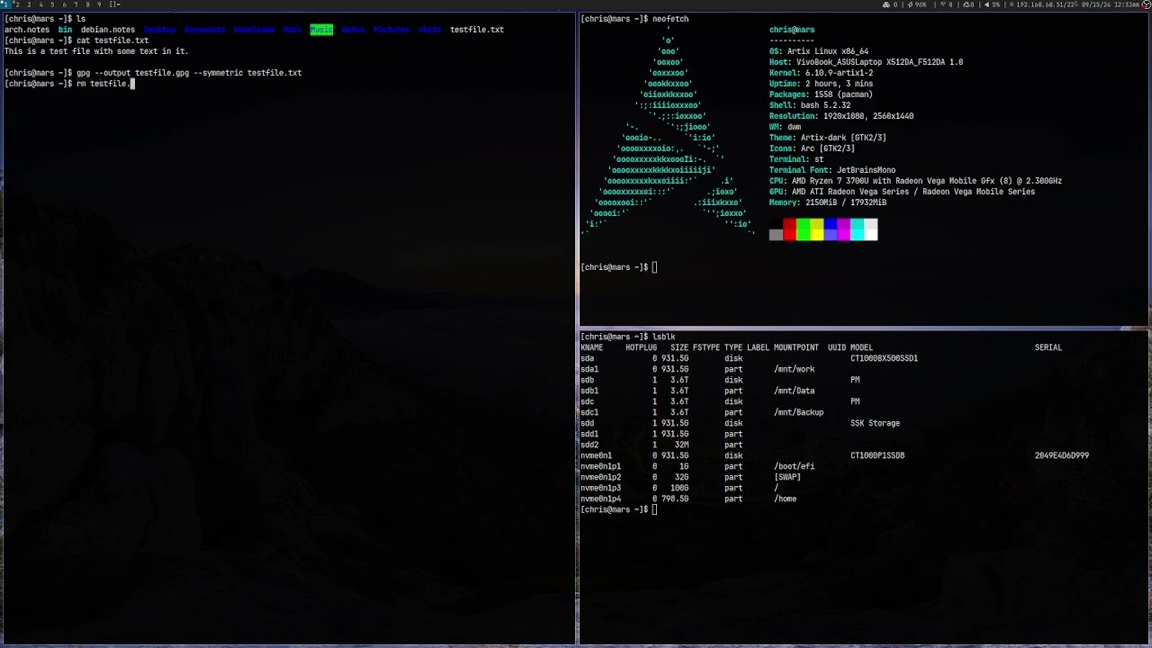 Encrypt and decrypt a file using gpg using a password.