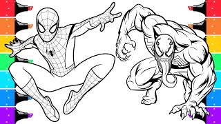 Coloring Spiderman vs Venom Coloring Page | Ohuhu Markers