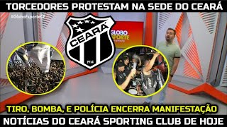 GLOBO ESPORTE CE - TORCEDORES PROTESTAM NA SEDE DO CEARÁ E POLÍCIA ENCERRA MANIFESTAÇÃO
