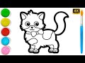 Menggambar dan mewarnai kucing lucu untuk anak-anak