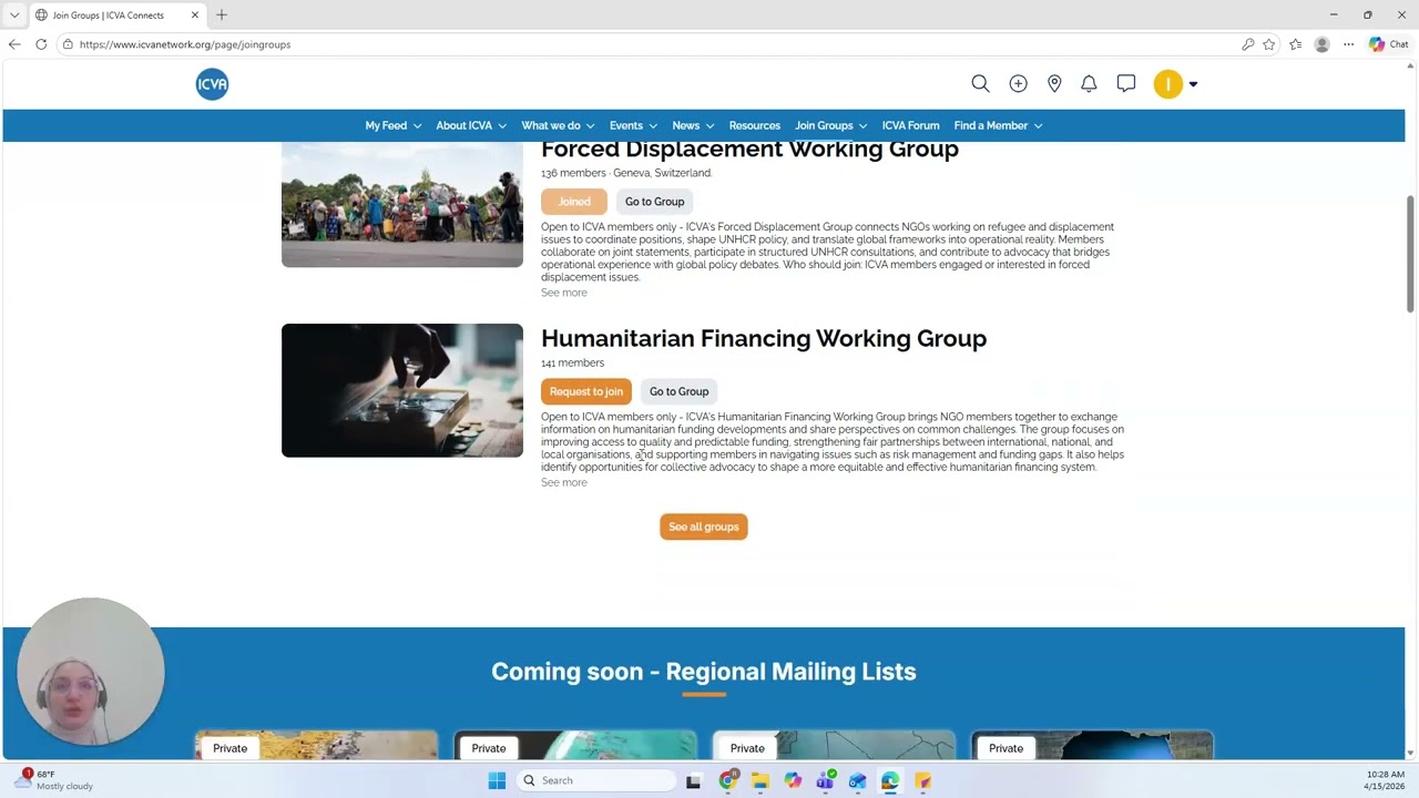 Joining ICVA Working Groups and Mailing Lists