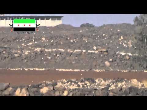 استهداف عربة لقوات النظام بصاروخ تاو من قبل الثوار في تل عريد في محافظة درعا