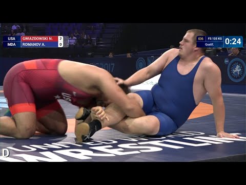 Qual. FS - 125 kg: N. GWIAZDOWSKI (USA) df. A. ROMANOV (MDA) by VSU, 10-0