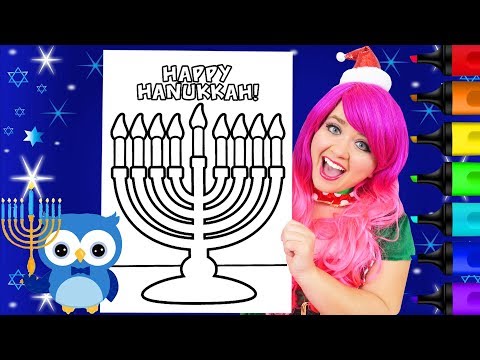 Coloring Hanukkah Menorah, Dreidel & Animals Coloring Pages Prismacolor Markers | KiMMi THE CLOWN Video