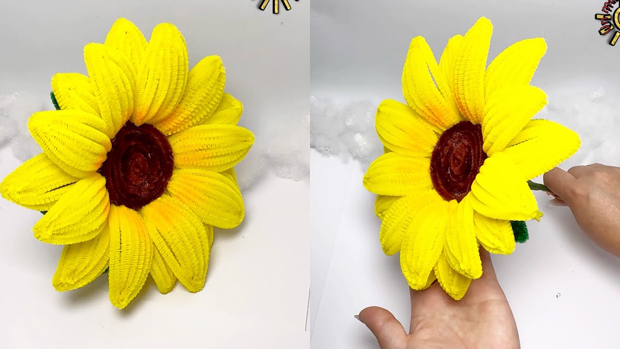 ❤️🌻❤️HERMOSOS GIRASOLES realizados con limpia pipas 🔥
