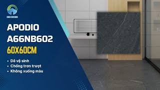 Gạch lát nền Xám Đen 12 Face Đẹp Hiện Đại, Tinh Tế - 60x60cm Apodio A66NB602