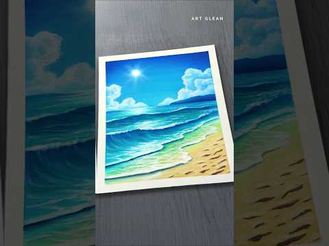 Easy Sea Beach Pastel Drawing #shortsfeed #shorts
