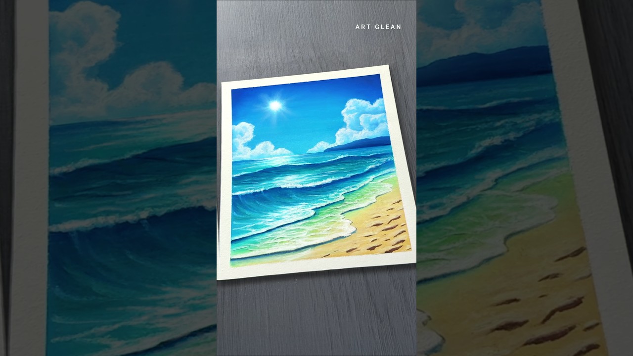 Easy Sea Beach Pastel Drawing #shortsfeed #shorts