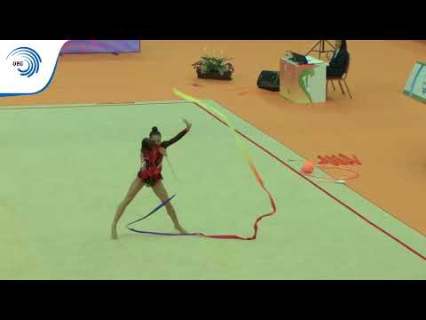 Salome PAZHAVA (GEO) - 2018 Rhythmic Europeans, all around final ribbon