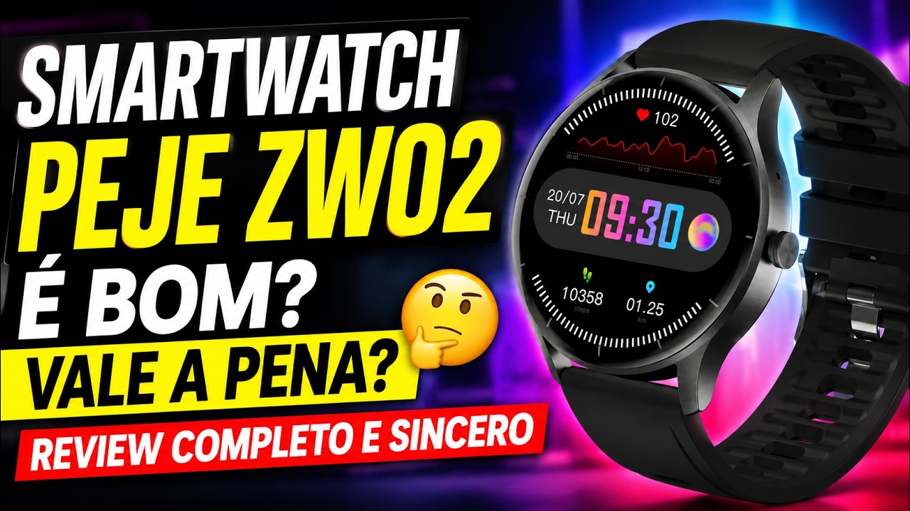 Miniatura da avaliação em vídeo de Smartwatch PEJE ZW02 com Chamadas e Pulseira Extra