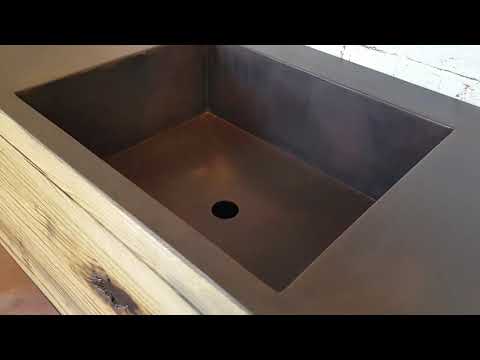 XLAB Design mobile da bagno sospeso lamiera ruggine legno antico