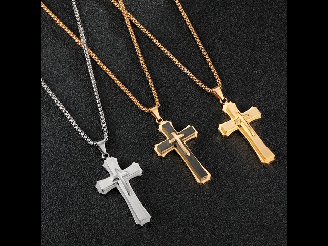 Vídeo relacionado con ShiWuYou Collar con Cruz para Hombre, Cadena de Acero Inoxidable con Colgante de Cruz Estilo Vintage, Collar con Amuleto para Hombre