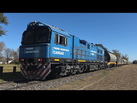 [4K] Tren cargado de NCA con la CRRC CDD-5A1 9447 pasando por Marcos Juárez!!!!!!