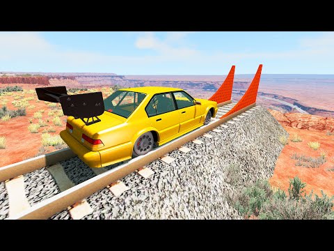 Primitive Train Speedbumps - Car On Rails - Experiment Beamng Drive