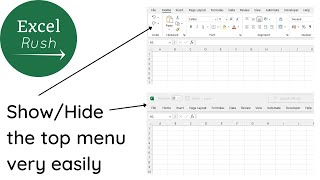 How to Hide and Show the top menu ribbon in Excel using a keyboard shortcut and a mouse trick