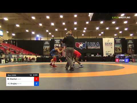 2018 Marine Corps US Open/UWW Junior Freestyle 61 Quarters - We Rachal (harv) Vs. Vitali Arujau (N
