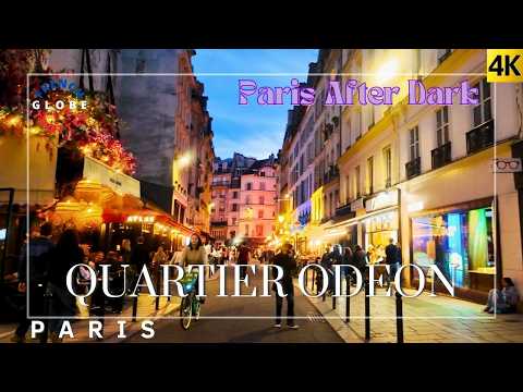 PARIS 6th arrondissement After Dark Walking Tour 🇫🇷 4K Cour du Commerce Saint-André ➜ Pont des Arts