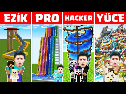 MİNECRAFT EZİK vs PRO vs HACKER vs YÜCE 🌊 EN GÜZEL SU KAYDIRAĞINI KİM YAPACAK