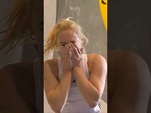 Janja Garnbret 🇸🇮 burst into tears after completing the perfect final round in Innsbruck!