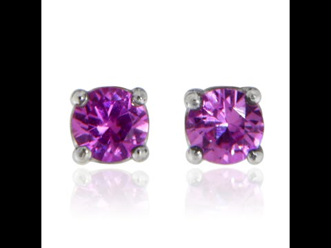 Cercei Aur Alb 14 k Stud Safire Roz Naturale - Delicatete si Rafinament
