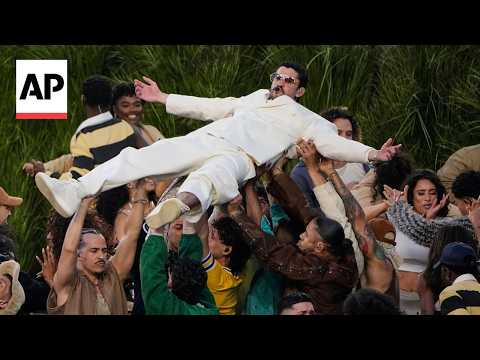 Bad Bunny performs at the Super Bowl 2026 halftime show