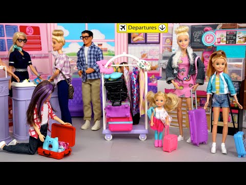 Barbie Family Airplane Travel Routine -  Dreamhouse Vacation Adventure