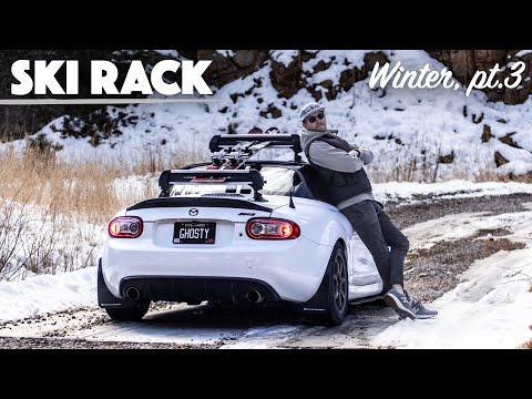 Ski rack on a Miata?! The Sea Sucker does work on an NC PRHT roof!