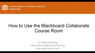 How to Use the Blackboard Collaborate Ultra Course Room