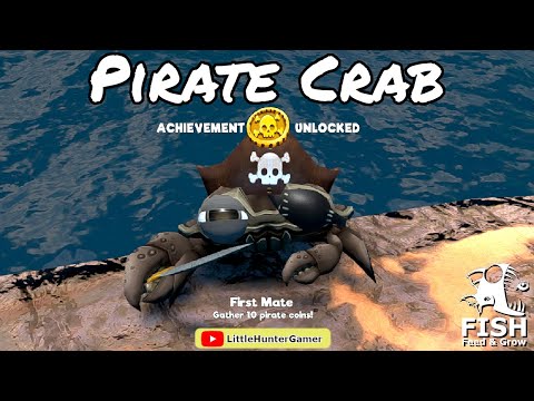 Getting FIRST MATE ACHIEVEMENT as Pirate Crab to unlock Mantis Shrimp - Feed and Grow Fish - Ep63