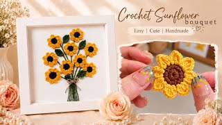 🌻 Easy Crochet Sunflower Canvas Wall Hanging art | DIY Home Decor Tutorial (Beginner Friendly)