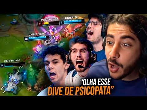 BAIANO REAGE A CNB JOGANDO LEAGUE OF LEGENDS DE VERDADE! (Com Rakin, Robs, Brucerlol)